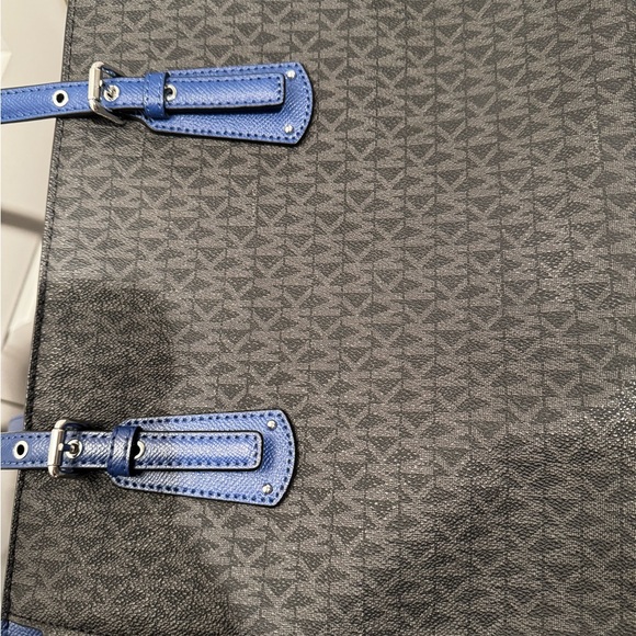 Michael Kors Blue and Gray Monogram Handbag - Picture 8 of 10